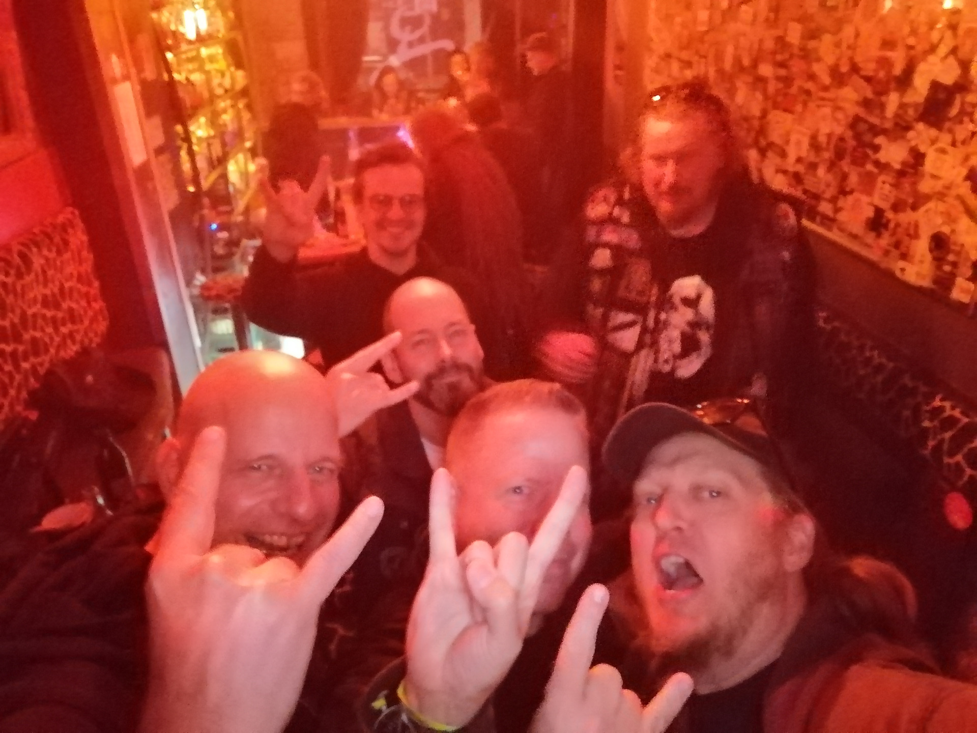 PICTURED: Yours truly, surrounded by a conspicuous absence of hair for a bunch of alleged headbangers.